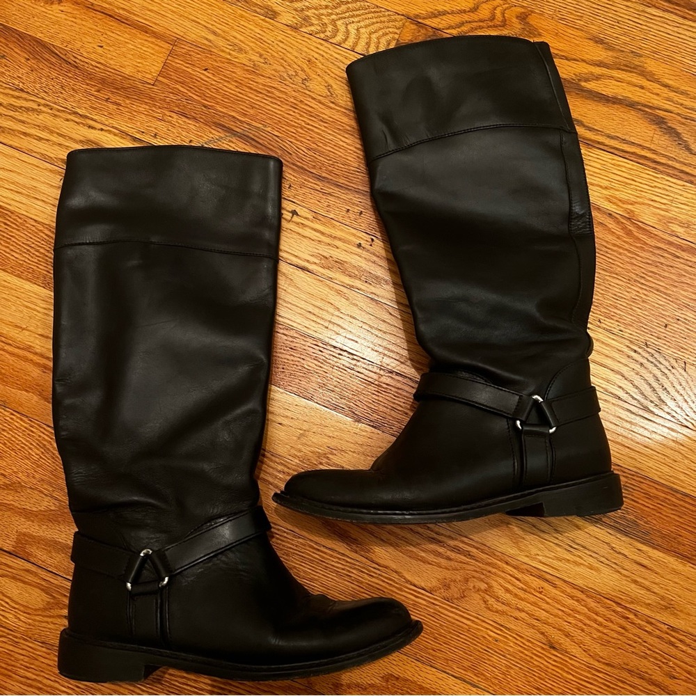 Coke Haan Black Leather Riding Boots